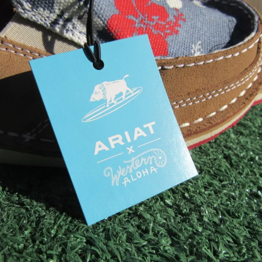 Brand New Ariat Western Aloha Red White Blue Pareau Slip On Shoes Size 7 - Picture 9 of 11